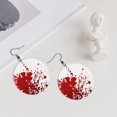 thumbnail image 5 of Round Leathe Dangle Earrings For Women Blood Splatter Circle Shape Drop Earrings Jewelry, 5 of 6