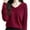 Wine, variant on HAiming Women Sweater V Neck Long Sleeve Casual Solid Color Soft Pullover Blouse Loose Trendy Clothes