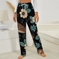 thumbnail image 3 of Brown Birds Floral Dark Background Pattern Winter Female Pants Flannel High Waist Women Pants Lady Warm Straight Leg Plush Trousers, 3 of 7