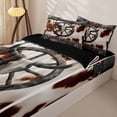 thumbnail image 3 of jejeloiu Western Bull Skull Zipper Full Size Comforter Sets with Fitted Sheet and 2 Pillowcases For Kids,Rustic Cowhide Retro Texas Stars Print Zipper Bedding Set For Boys,Reversible,4 Pieces, 3 of 7