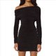 thumbnail image 2 of Vestido Minivestido Elegante de Fiesta para Mujer, de Otoño e Invierno, Color Liso, con Hombros Descubiertos, Larga, Plisado y Ajustado. Negro M, 2 of 7