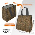 thumbnail image 3 of Camo and Branch Brown Pattern Insulated Lunch Bag for Women Men, Large Portable Soft Cooler Tote, Thermal Food Storage Bag with Pearl Cotton, 8.66L, 8.75"x5.75"x9.5", 3 of 6
