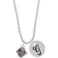 thumbnail image 1 of Delight Jewelry Silvertone Small Pirate - Mascot Silvertone Script Initial Disc - G - Charm Necklace, 20"+3", 1 of 4