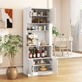 thumbnail image 2 of Costway Kitchen Pantry Cabinet with Charging Station, Adjustable Shelves and Doors, White, 2 of 10
