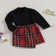 thumbnail image 3 of Girls‘ 2 Piece Set  Christmas Long Sleeve Tops and Plaid Skirt, 3 of 9