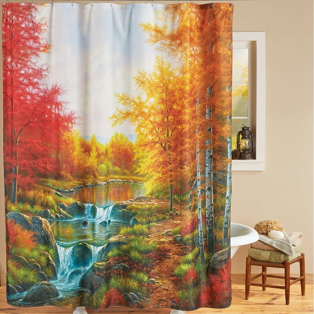 Collections Etc Autumn Glory Scenic Trees and River Shower Curtain