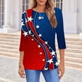 thumbnail image 5 of Cavosen Red White and Blue Shirts for Women 4th of July 3/4 Sleeve Crewneck Tops USA Star Striped Print T Shirts Lady XL Red White and Blue Casual Shirts Patriotic Tunic Tees Patriotic Outfits, 5 of 6