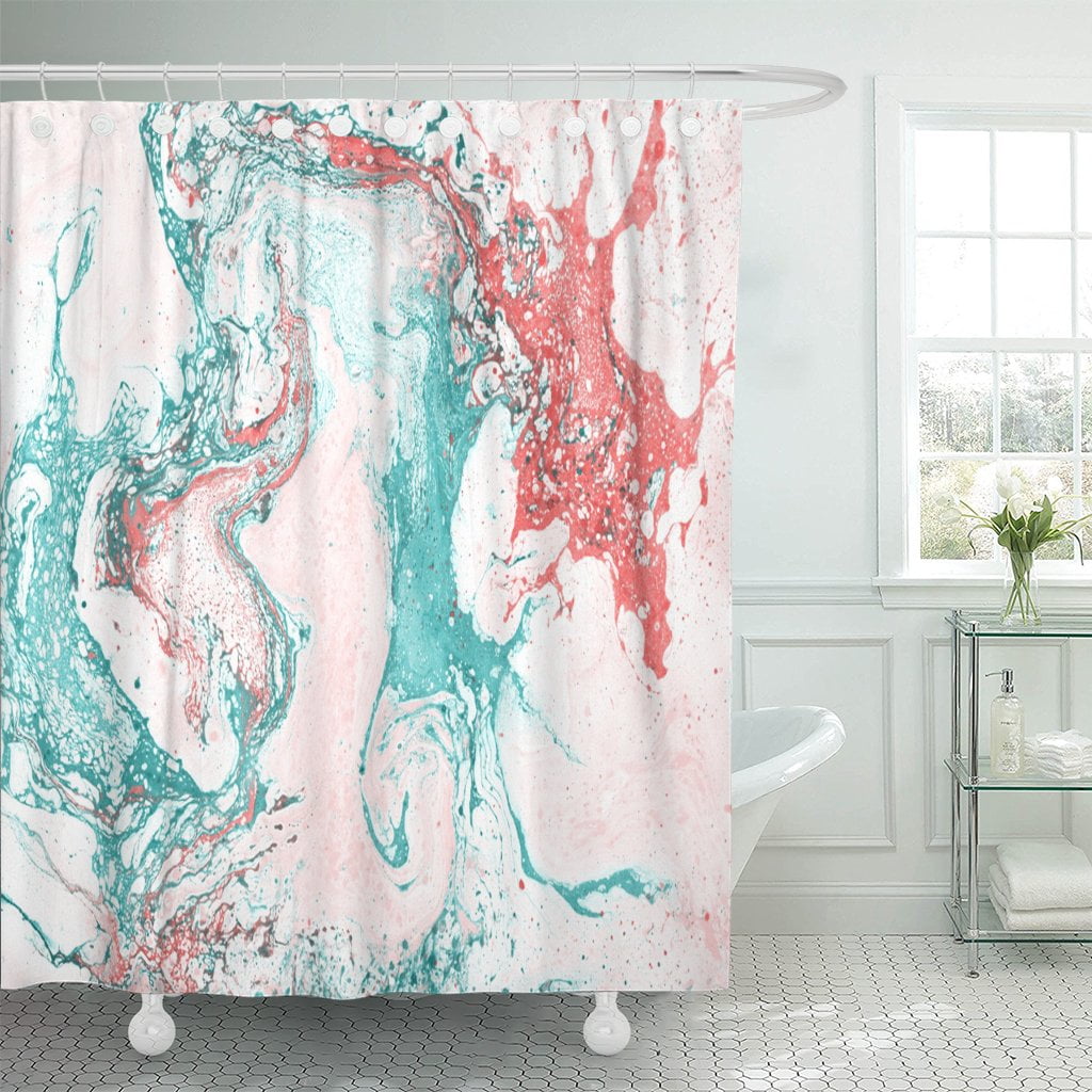 BSDHOME Marble Pink Turquoise and Red Colours Beautiful for Creative Shower Curtain 60x72 inches