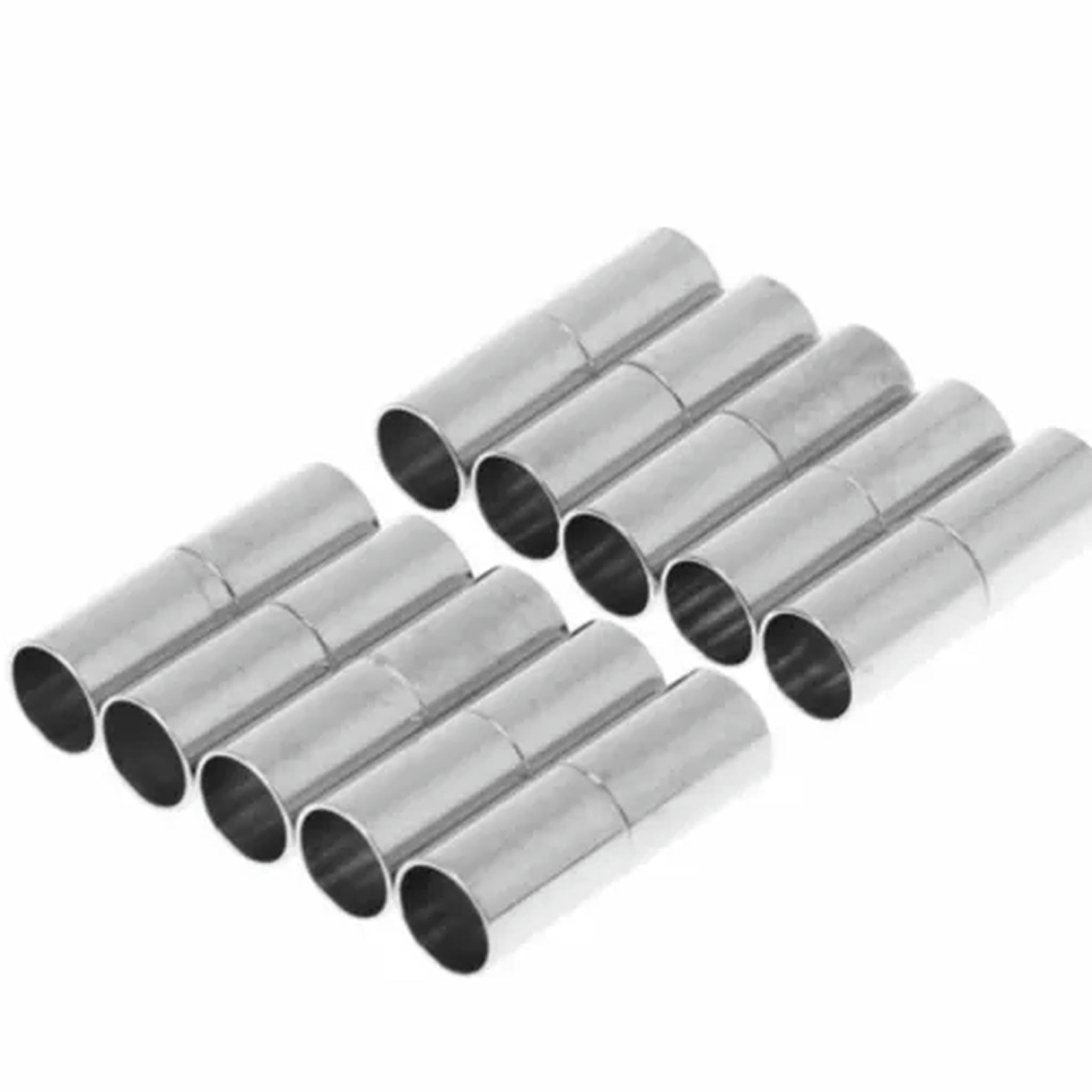 U8MO 50 Silver Bracelet Necklace Cylinder Magnetic Clasps End Caps Fit 3mm-6mm Cord-6mm