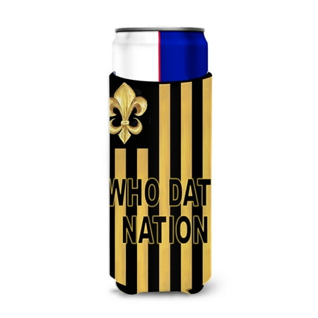 

Caroline s Treasures 8199MUK Black Gold Fleur de lis Ultra Hugger for slim cans Slim Can multicolor
