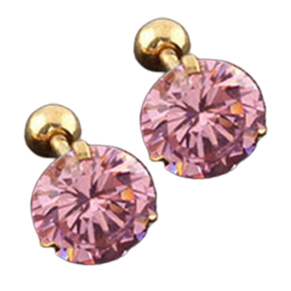 Boucles d'Oreilles Anti-Allergiques en Zircon Cubique en Acier Inoxydable Design à 3 Griffes pour la Vie Quotidienne