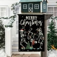 thumbnail image 4 of diyeu Merry Christmas Skeleton Garden Flag Funny Skull Garden Flag 12×18 Inch Double Sided Vertical Burlap Farmhouse Yard Flag Christmas Winter Outdoor House Decoration, 4 of 6