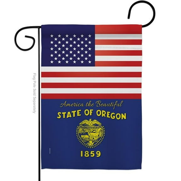 G142589-BO 13 x 18.5 in. USA Oregon American State Vertical Garden Flag with Double-Sided House Decoration Banner Yard Gift