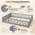 thumbnail image 6 of Miniyam Full Size Kids Floor Bed with Guardrails, Door and Book Storage, Gray, 6 of 7