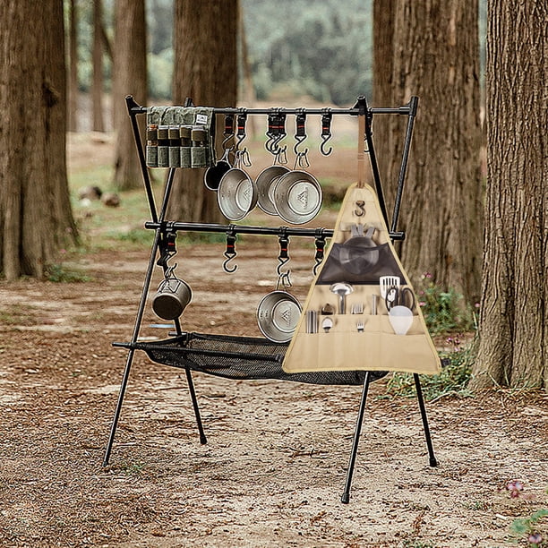 Almacenamiento de utensilios de cocina multibolsillos para campamento al aire libre, picnic/barbacoa (L)