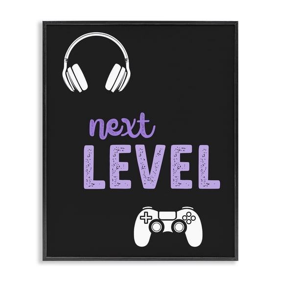 Next Level Headset & Controller Black Framed Giclee Art, design by Christine Simpson Art