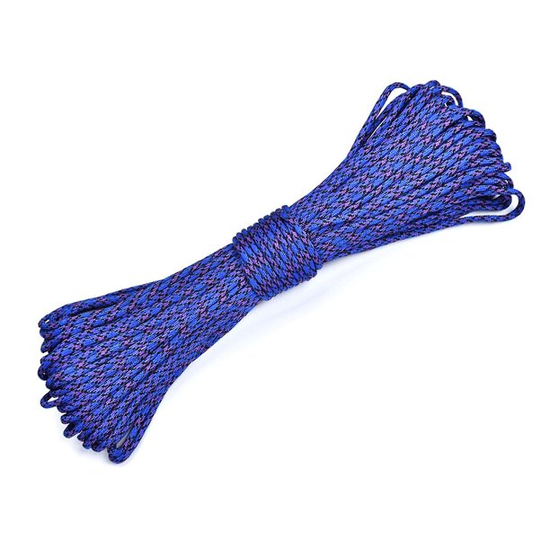 550 libras. Cuerda de nailon trenzado de 9 núcleos de 4 mm de diámetro (camuflaje azul-púrpura)