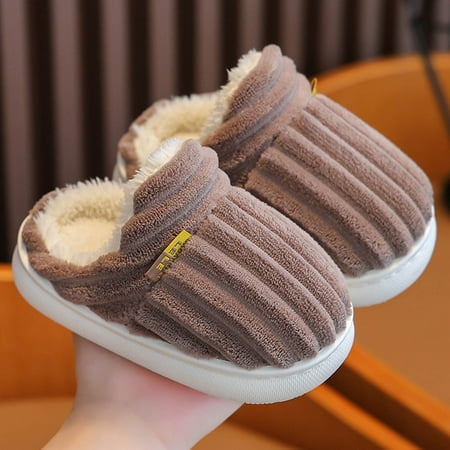 

Hipattires Kids Girls Shoes Breathable First Walking Fashion Coffee Winter Shoes Fleece Solid Slippers Non Slip Boys Shoes