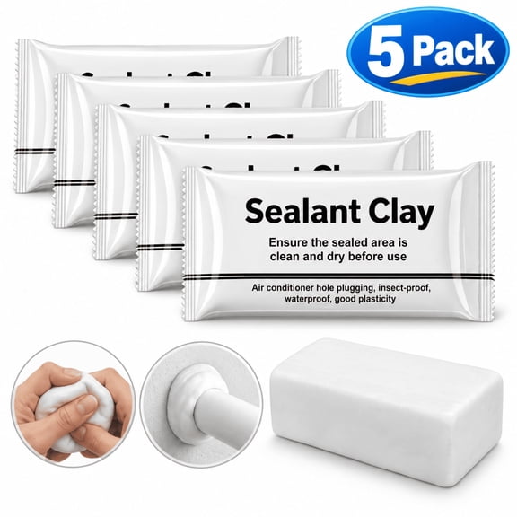Sealant Clay Waterproof Repair Putty for Wall Holes,Pipe Gaps & AC Openings,Hand-Moldable White Mastic