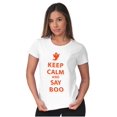 thumbnail image 4 of Keep Calm and Say Boo Halloween Womens Fitted Plus Size Graphic Tee Brisco Brands 3X, 4 of 5