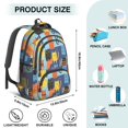 thumbnail image 3 of Geometric Multicolor Cat Blue Pattern Backpack for School, Cute School Bag with Adjustable Shoulder Straps and Padded Back, 16.9"x12.6"x5.9", 3 of 3