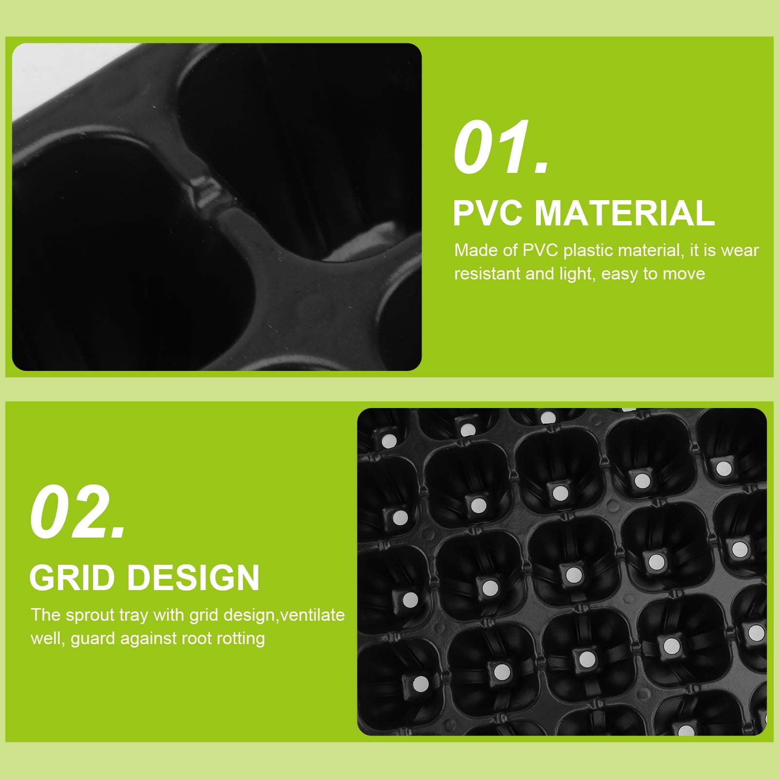 YSNOOWE Growing Tray 10Pcs Black PVC Grid Design for Seed Germination Ventilated
