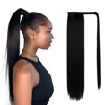 thumbnail image 3 of Extensiones de cola de caballo postizas naturales, cola de caballo postiza recta para mujeres, cabello doble suave, envoltura de pasta mágica, resistente al calor, (negro), 3 of 3