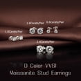 thumbnail image 6 of Moissanite Earrings for Women, 925 Sterling Silver 3-10mm (0.2-8ct) Round Cut D Color VVS1 Studs, 14K White Gold Plated Lab Created Diamond Earrings Men, 6 of 7