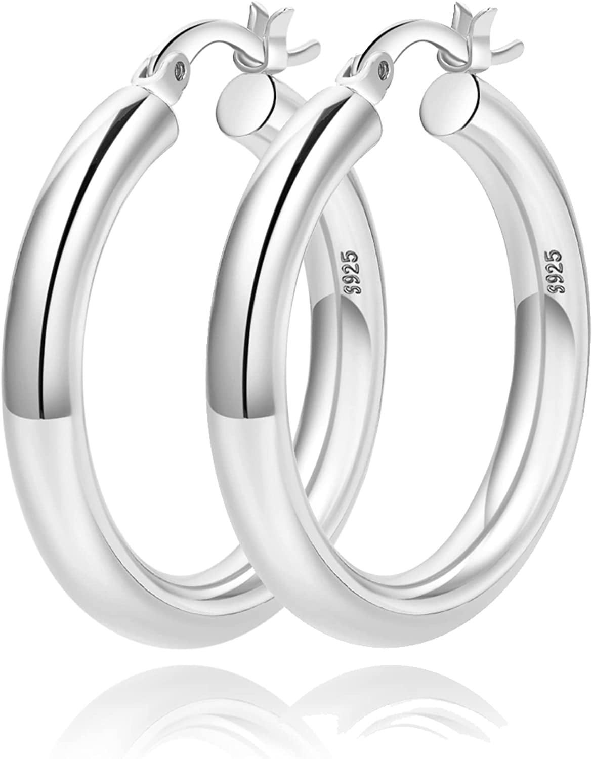 4mm Thick Gold Chunky Earrings Steling Silver Post Hoops Earrings For