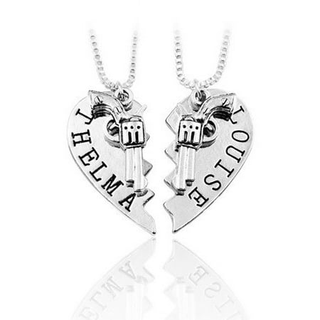 2pcs THELMA LOUISE Pendant Necklaces Guns Heart Friendship Adventure Freedom Best Friends Forever, Condition: 100% Brand New and High Quality By New (Best Gun For A Woman)