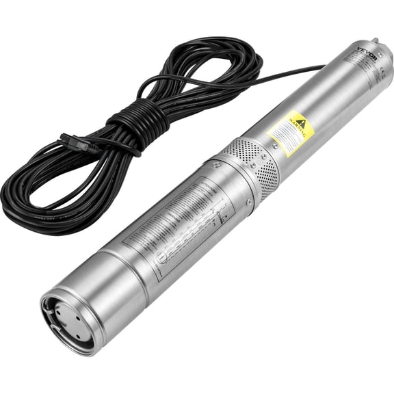 1HP Deep Well Submersible Pump, 115V/60Hz, 37GPM Flow & 207ft Head, 4" Stainless Steel, 33ft Cord, IP68 Waterproof for Home/Irrigation/Industrial Use