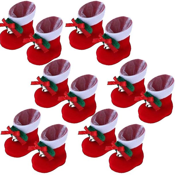 Pequeños regalos de Navidad Botas de caramelo Colgante de decoración de Navidad Botas de flocado Premios de jardín de infantes