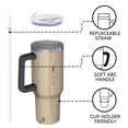 thumbnail image 4 of 40oz Tumbler with Handle and Straw, Vacuum Insulated Stainless Steel Travel Mug, Fits Car Cup Holder, Wood Print, 4 of 6