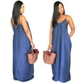 thumbnail image 3 of KTMKH Women's Plus-Size Sleeveless Suspenders Denim Casual Loose Long Dress Vestidos, 3 of 9