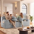 thumbnail image 4 of HOQBN Boneless Sofa Couch for Living Room,71" 3 Seater Sofa with Deep Seat Design and 3 Round Pillows,Comfy Corduroy Fabric Loveseat Couch,No Assembly,Light Gray, 4 of 5
