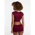 thumbnail image 3 of No Boundaries Seamless Cropped Tee and Boyshorts Set, 2 Piece, Women's XS-XXXL, 3 of 5