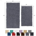 thumbnail image 2 of Zebrux Non Slip Thick Shaggy Chenille Bathroom Rugs, Bath Mats for Bathroom Extra Soft and Absorbent - Striped Bath Rugs Set for Indoor/Kitchen (20 x 30 + 15 x 23'', Dark Gray), 2 of 5