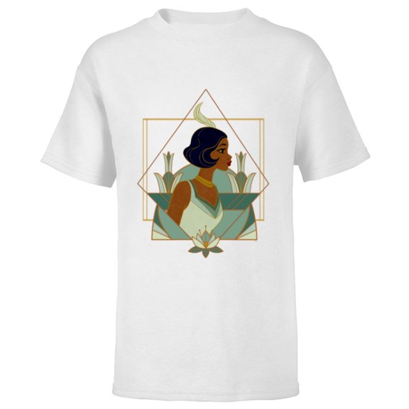 Disney Princess Tiana Modern Art Deco Style - Short Sleeve T-Shirt for Kids - Customized-White