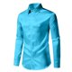 thumbnail image 2 of Blusa y camisa de manga larga con cuello vuelto para hombre, informal, lisa, con botones, de poliéster, 2 of 7