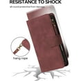 thumbnail image 5 of Wallet Case Compatible with iPhone 17 Pro Max, 6 Card Holder with RFID Blocking, PU Leather Zipper Flip Wallet Pocket, Kickstand, Wrist Strap | Protective Phone Cover for 17 Pro Max, Wine Red, 5 of 13