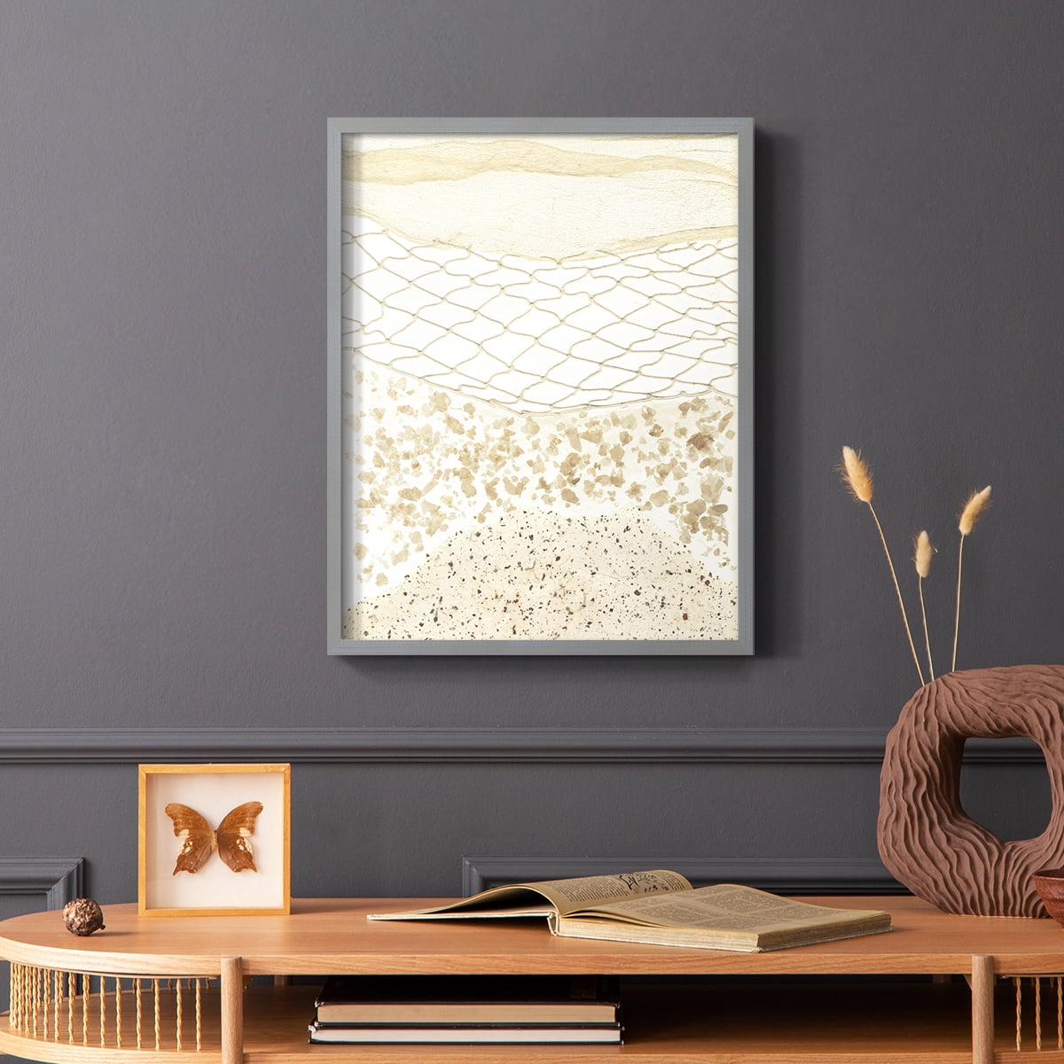 Coast Away II Framed Print in Gray Solid Wood Framed Print No Nail Hanging