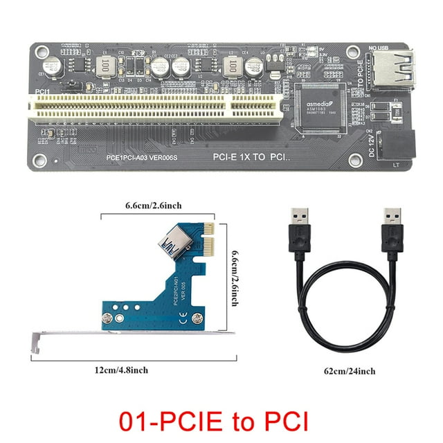 NVME/Mini PCIE/PCI Express X1 to 1/2Port PCI Slot PCI Riser Card Adapter Converter with USB3.0 Cable ASM1083 Chip for Desktop PC 01 PCIE to PCI