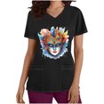thumbnail image 2 of BiZtdJrK Mardi Gras Scrubs for Women 2025 Spring Summer Short Sleeve T Shirts Nurse Medical Uniforms Casual V Neck Scrub Tops Shirts Black XXL Weekly Sales, 2 of 6