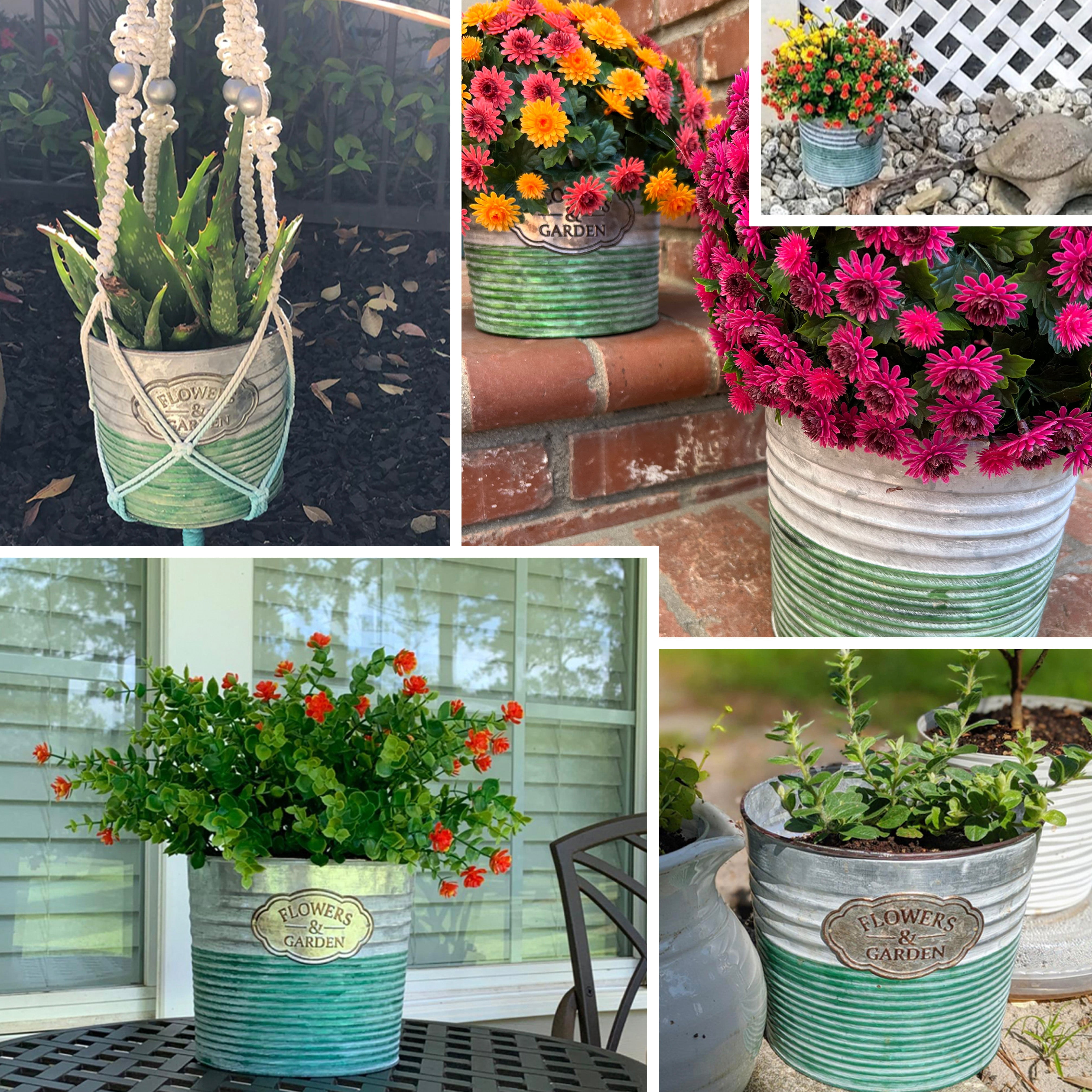Allgala Galvanized Planter Pot Indoor and Outdoor Decoration-Round-9"-HD88300