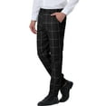 thumbnail image 4 of Lars Amadeus Men's Plaid Dress Pants Slim Fit Flat Front Business Check Trousers, 4 of 6