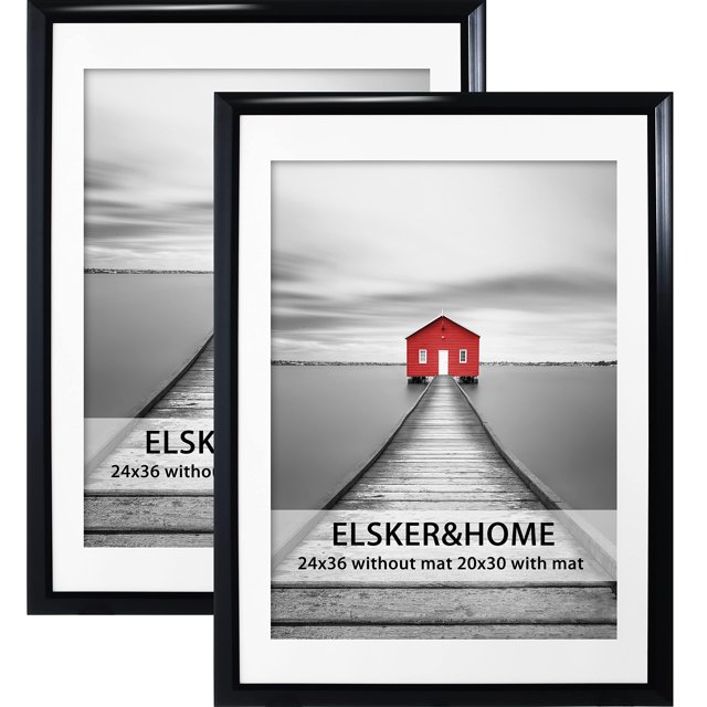 Marco para póster ELSKER&HOME, 24 x 36 cm, con alfombrilla, 2 unidades, color negro
