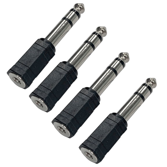 Seismic Audio 4 Pack of 1/8" (3.5mm) Female to 1/4" TRS Male Adapter Converter for iPod iPhone Black - SAPT101-4Pack