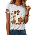 thumbnail image 2 of Leey-World Halloween Shirt for Women Fashion Printed Crew Neck Short Sleeve T Shirt Halloween Printed T Shirt Top, 2 of 5
