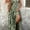 Green, variant on Women's Floral Maxi Dress V-Neck Short Sleeve Smocked Waist Dress, High Waist Summer Fall Boho Chic Long Dress, M