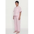 thumbnail image 3 of Women's Plus Size Striped Poplin Button Front Short Sleeve Shirt, 3 of 4